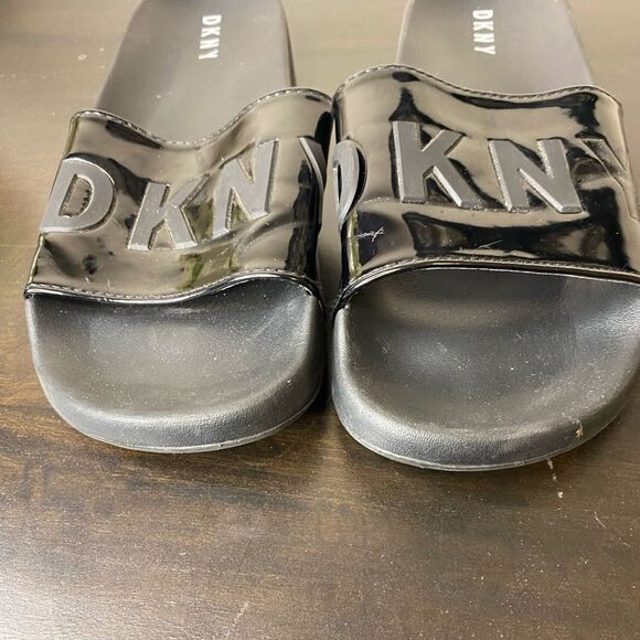 DKNY men’s black slides flip flop sandals, size 11m - Picture 4 of 7
